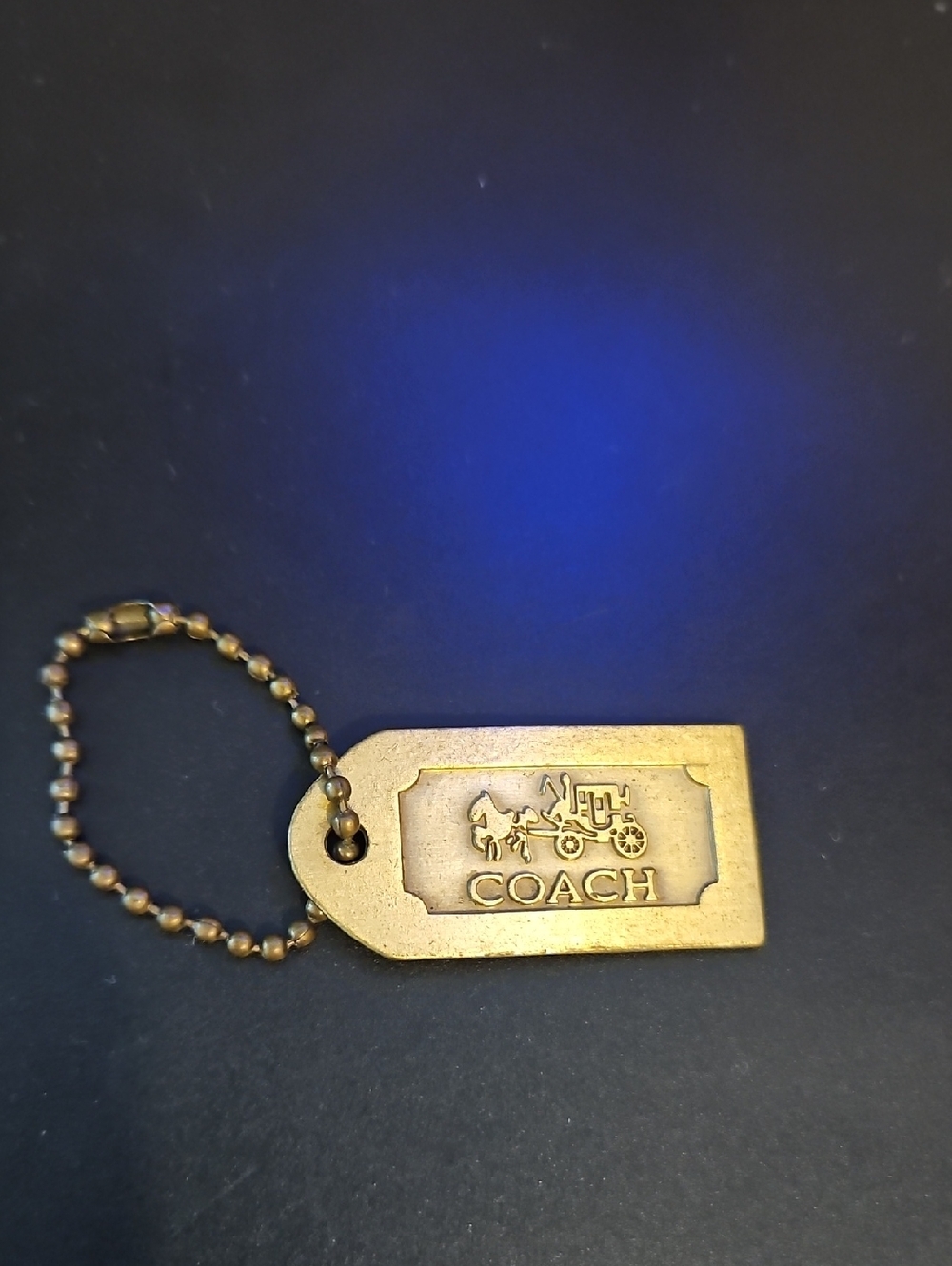 Vintage Coach Brass-Tone Horse & Carriage Tag Keychain